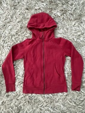 lululemon athletica Deep Red Hooded Zip Bomber Jacket